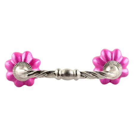 Solid Neon Pink Melon Ceramic Cut Bridge Handle